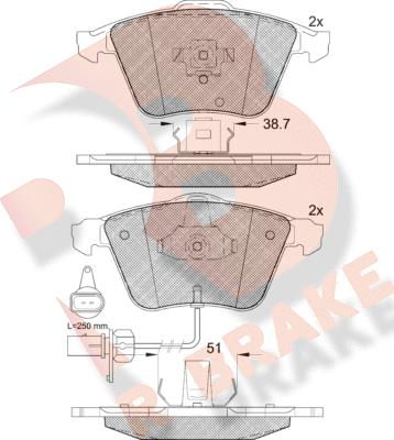 R Brake RB1654 - Bremžu uzliku kompl., Disku bremzes autospares.lv