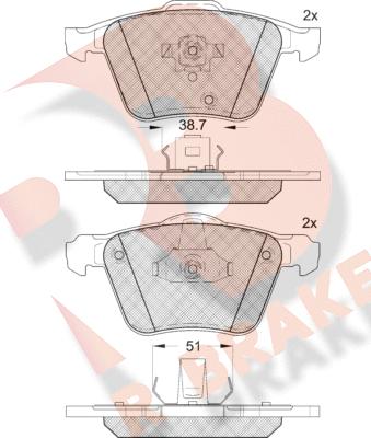 R Brake RB1655 - Bremžu uzliku kompl., Disku bremzes autospares.lv