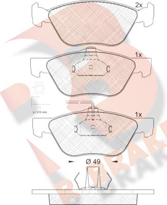 R Brake RB1601 - Brake Pad Set, disc brake www.autospares.lv