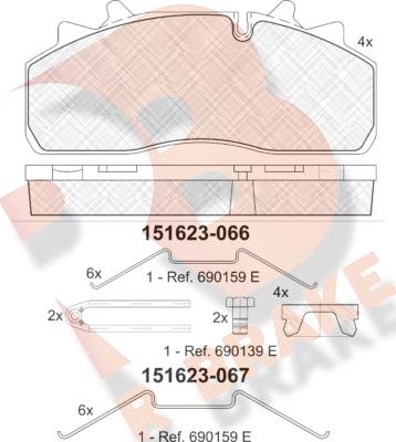 R Brake RB1623 - Bremžu uzliku kompl., Disku bremzes www.autospares.lv