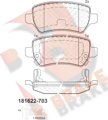 R Brake RB1622-703 - Bremžu uzliku kompl., Disku bremzes autospares.lv