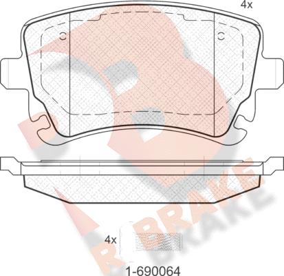 R Brake RB1674-204 - Bremžu uzliku kompl., Disku bremzes www.autospares.lv