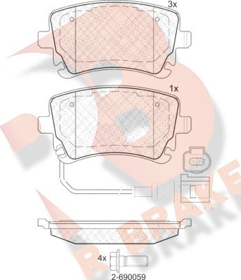 R Brake RB1674-203 - Bremžu uzliku kompl., Disku bremzes autospares.lv