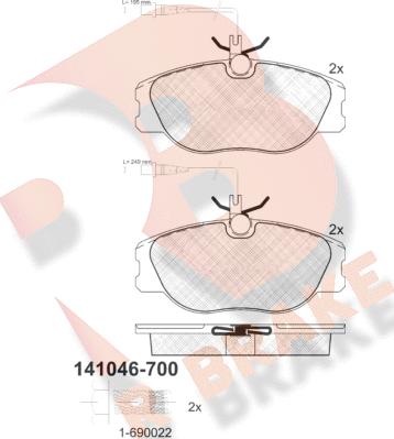 R Brake RB1046-700 - Bremžu uzliku kompl., Disku bremzes autospares.lv