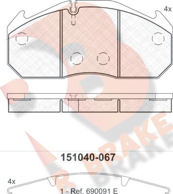 R Brake RB1040 - Brake Pad Set, disc brake www.autospares.lv