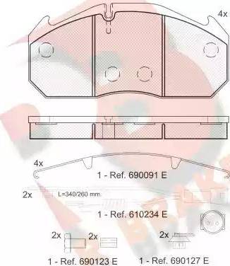 R Brake RB1040-112 - Bremžu uzliku kompl., Disku bremzes www.autospares.lv