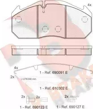 R Brake RB1040-120 - Bremžu uzliku kompl., Disku bremzes www.autospares.lv