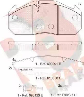 R Brake RB1040-127 - Bremžu uzliku kompl., Disku bremzes www.autospares.lv