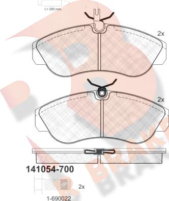 R Brake RB1054-700 - Bremžu uzliku kompl., Disku bremzes www.autospares.lv