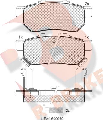 R Brake RB1024 - Тормозные колодки, дисковые, комплект www.autospares.lv