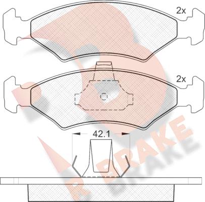 R Brake RB1142 - Bremžu uzliku kompl., Disku bremzes www.autospares.lv