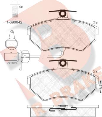 R Brake RB1157-203 - Bremžu uzliku kompl., Disku bremzes autospares.lv