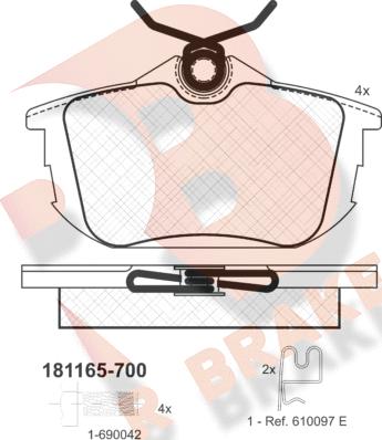 R Brake RB1165-700 - Brake Pad Set, disc brake www.autospares.lv