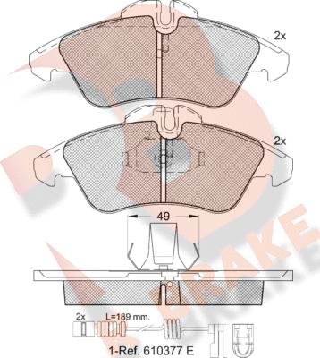 R Brake RB1104-203 - Тормозные колодки, дисковые, комплект www.autospares.lv