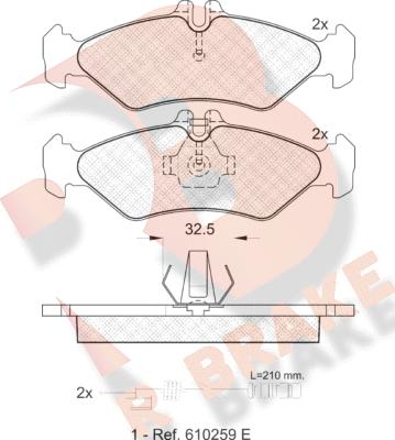 R Brake RB1102 - Bremžu uzliku kompl., Disku bremzes autospares.lv