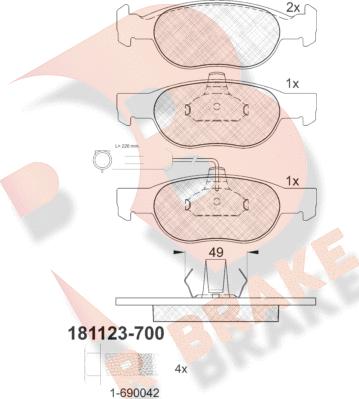 R Brake RB1123-700 - Brake Pad Set, disc brake www.autospares.lv