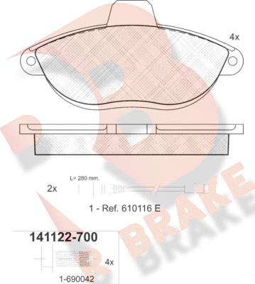 R Brake RB1122-700 - Brake Pad Set, disc brake www.autospares.lv