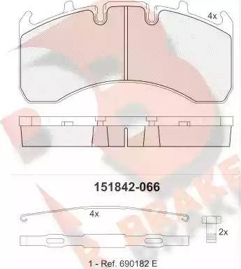 R Brake RB1842 - Bremžu uzliku kompl., Disku bremzes www.autospares.lv