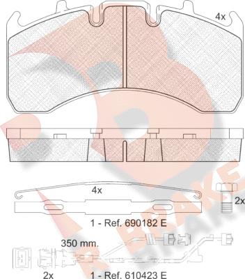 R Brake RB1842-122 - Bremžu uzliku kompl., Disku bremzes www.autospares.lv