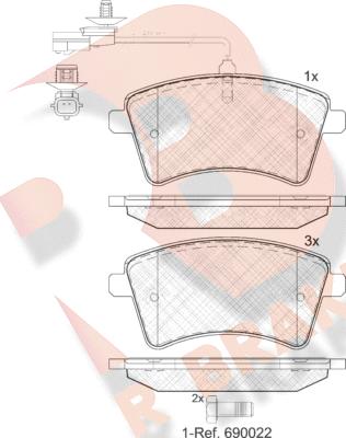 R Brake RB1854-203 - Тормозные колодки, дисковые, комплект www.autospares.lv