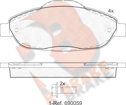 R Brake RB1851 - Bremžu uzliku kompl., Disku bremzes autospares.lv