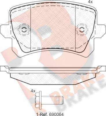 R Brake RB1857 - Тормозные колодки, дисковые, комплект www.autospares.lv