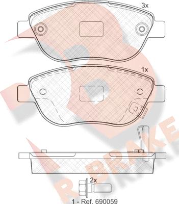 R Brake RB1809 - Тормозные колодки, дисковые, комплект www.autospares.lv