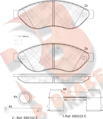 R Brake RB1803-203 - Bremžu uzliku kompl., Disku bremzes autospares.lv