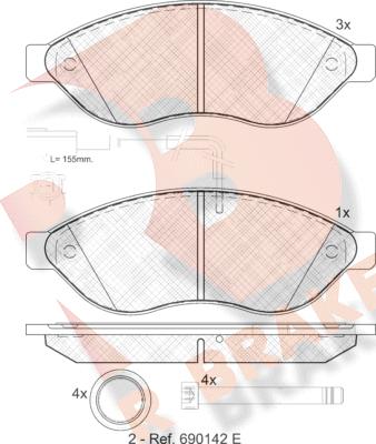 R Brake RB1803 - Тормозные колодки, дисковые, комплект www.autospares.lv