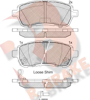 R Brake RB1881 - Bremžu uzliku kompl., Disku bremzes www.autospares.lv