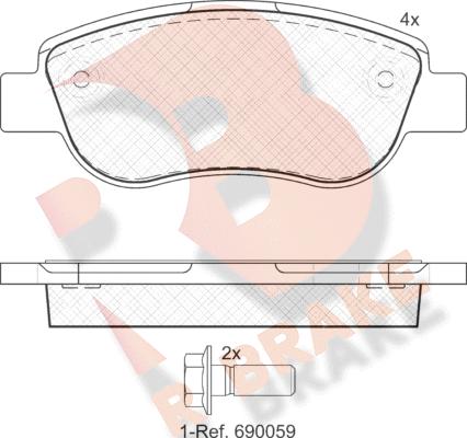 R Brake RB1883 - Тормозные колодки, дисковые, комплект www.autospares.lv