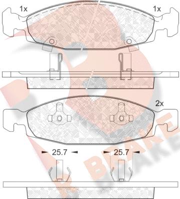 R Brake RB1398 - Bremžu uzliku kompl., Disku bremzes www.autospares.lv