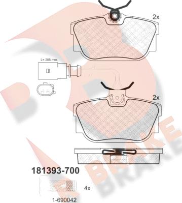 R Brake RB1393-700 - Brake Pad Set, disc brake www.autospares.lv