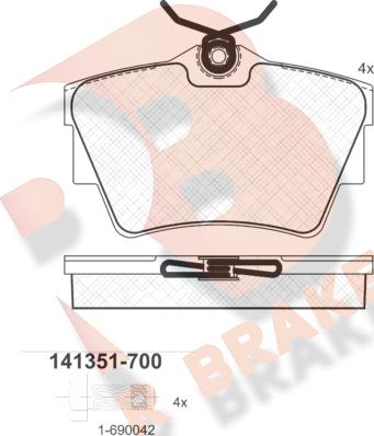 R Brake RB1351-700 - Bremžu uzliku kompl., Disku bremzes autospares.lv