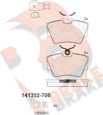 R Brake RB1352-700 - Bremžu uzliku kompl., Disku bremzes www.autospares.lv