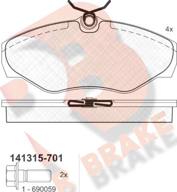 R Brake RB1315-701 - Bremžu uzliku kompl., Disku bremzes autospares.lv