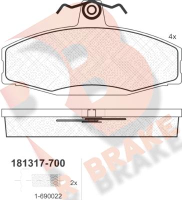 R Brake RB1317-700 - Bremžu uzliku kompl., Disku bremzes www.autospares.lv