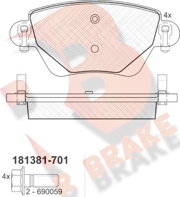 R Brake RB1381-701 - Brake Pad Set, disc brake www.autospares.lv