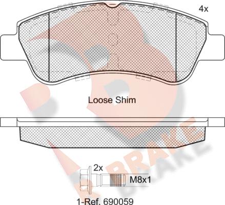 R Brake RB1388-402 - Brake Pad Set, disc brake www.autospares.lv