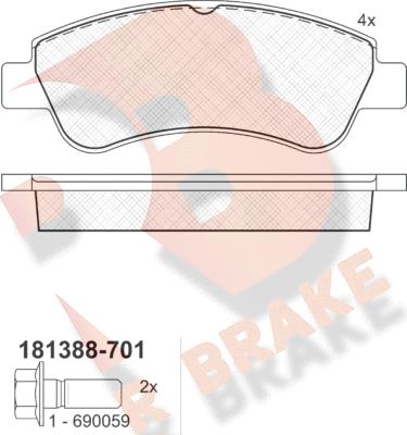 R Brake RB1388-701 - Bremžu uzliku kompl., Disku bremzes www.autospares.lv