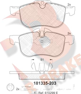 R Brake RB1335 - Bremžu uzliku kompl., Disku bremzes www.autospares.lv