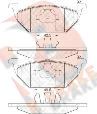 R Brake RB1338 - Тормозные колодки, дисковые, комплект www.autospares.lv