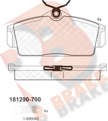 R Brake RB1290-700 - Bremžu uzliku kompl., Disku bremzes autospares.lv