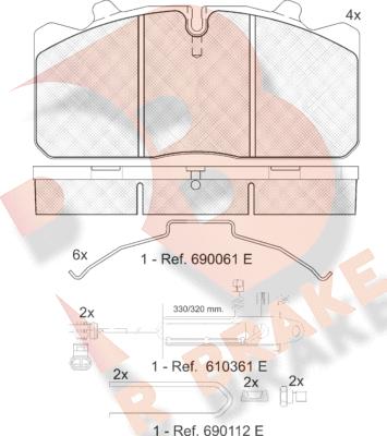 R Brake RB1253-124 - Brake Pad Set, disc brake www.autospares.lv