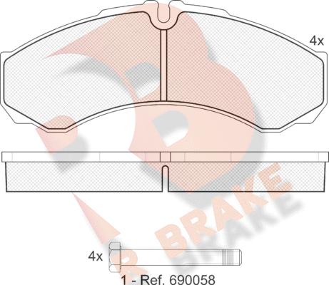 R Brake RB1208 - Bremžu uzliku kompl., Disku bremzes www.autospares.lv