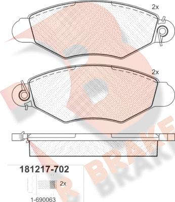 R Brake RB1217-702 - Bremžu uzliku kompl., Disku bremzes autospares.lv