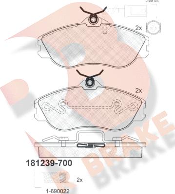 R Brake RB1239-700 - Bremžu uzliku kompl., Disku bremzes autospares.lv