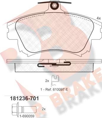 R Brake RB1236-701 - Brake Pad Set, disc brake www.autospares.lv