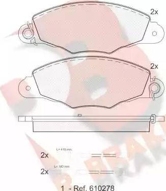 R Brake RB1278 - Тормозные колодки, дисковые, комплект www.autospares.lv