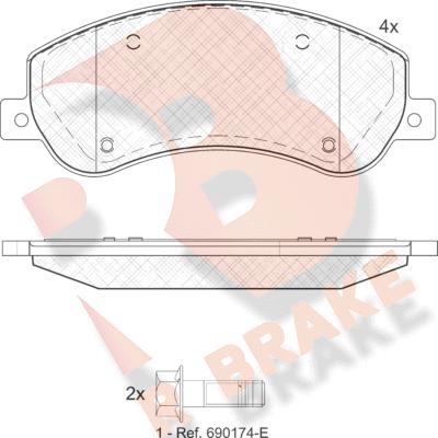 R Brake RB1793-204 - Bremžu uzliku kompl., Disku bremzes www.autospares.lv